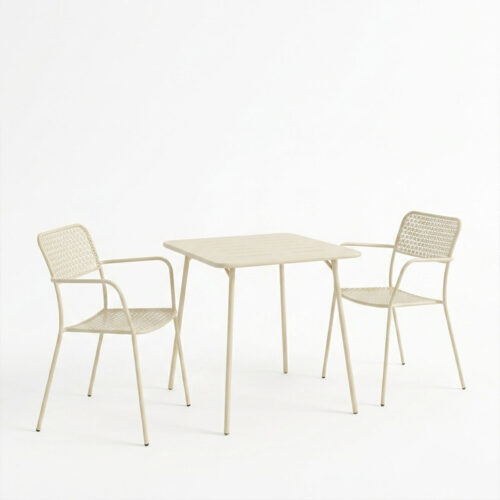 Τραπεζαρία Moraja Federal pakoworld σετ 3τεμ κρεμ μέταλλο 70x70x73εκ (x1)