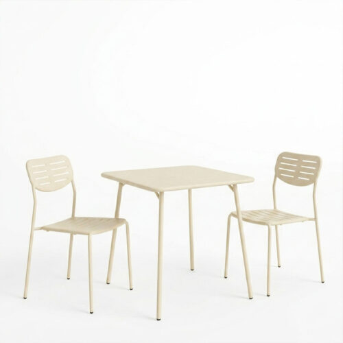 Τραπεζαρία Moraja Deraby I pakoworld σετ 3τεμ κρεμ μέταλλο 70x70x73εκ (x1)