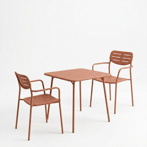 Τραπεζαρία Moraja Deraby pakoworld σετ 3τεμ terracotta μέταλλο 70x70x73εκ (x1)