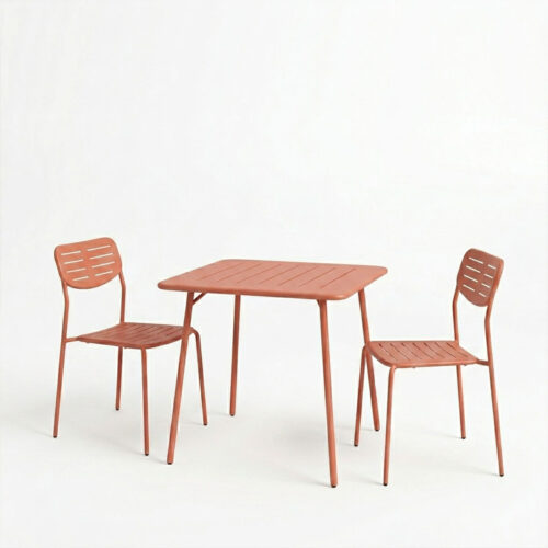 Τραπεζαρία Moraja Deraby I pakoworld σετ 3τεμ terracotta μέταλλο 70x70x73εκ (x1)