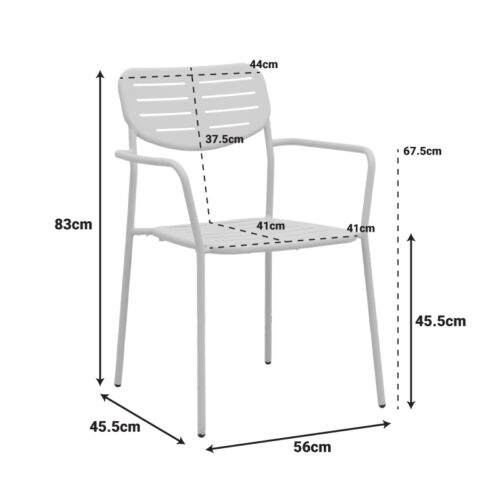 Πολυθρόνα Deraby pakoworld στοιβαζόμενη κρεμ μέταλλο 56x45.5x83εκ (x1)