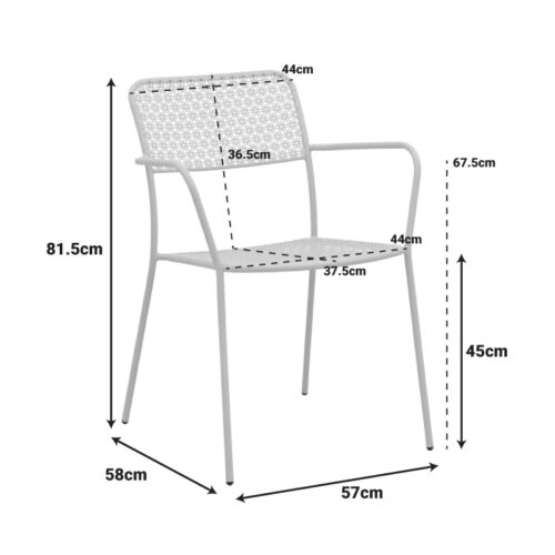 Πολυθρόνα Federal pakoworld στοιβαζόμενη μαύρο μέταλλο 57x58x81.5εκ (x1)