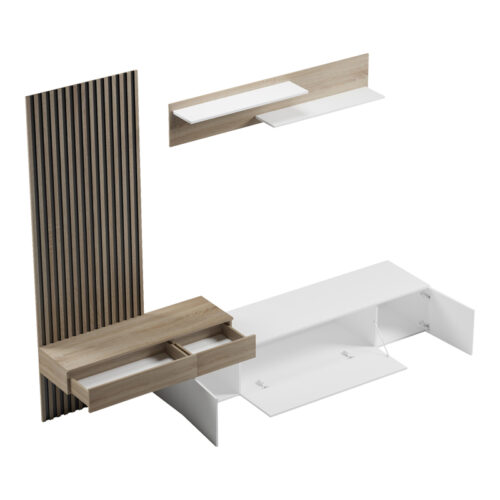 Σύνθετο σαλονιού Litende pakoworld σε λευκή-sonoma απόχρωση 249.4x42.2x199.5εκ (x1)