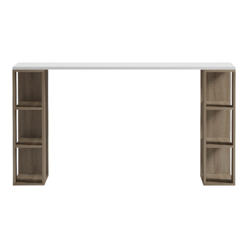 Γραφείο με ραφιέρα  Colmar pakoworld sonoma-λευκό 140x60x75εκ (x1)