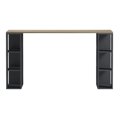 Γραφείο με ραφιέρα Colmar pakoworld ανθρακί- sonoma 140x60x75εκ (x1)