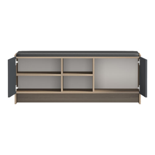 Έπιπλο εισόδου σκαμπό-παπουτσοθήκη Zulla pakoworld 10 ζεύγων sonoma- ανθρακί 110x37x43εκ (x1)