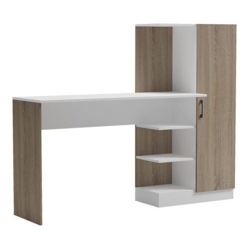 Γραφείο με βιβλιοθήκη και ντουλάπι Ofisio pakoworld sonoma-λευκό 152.3x40x120εκ (x1)