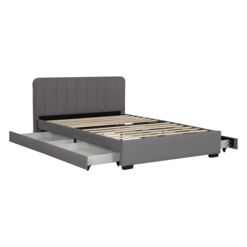 Κρεβάτι Veloty pakoworld ύφασμα ανθρακί με συρτάρια 150x200εκ (x1)