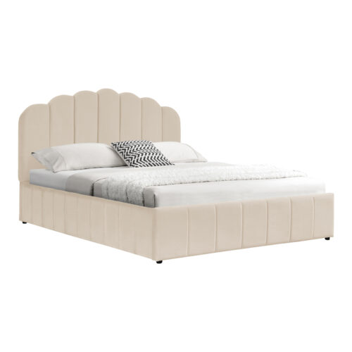 Κρεβάτι Tatiana pakoworld βελούδο μπεζ με αποθηκευτικό χώρο 160x200εκ (x1)