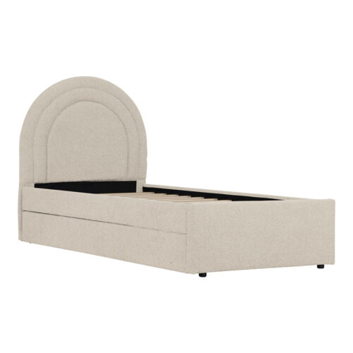 Κρεβάτι Arcuate pakoworld μπουκλέ υφασμα μπεζ με συρόμενο 90x200εκ (x1)