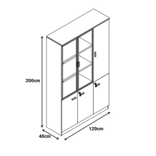 Ντουλάπα γραφείου επαγγελματική Oscar pakoworld σε καρυδί-ανθρακί απόχρωση120x40x200εκ (x1)