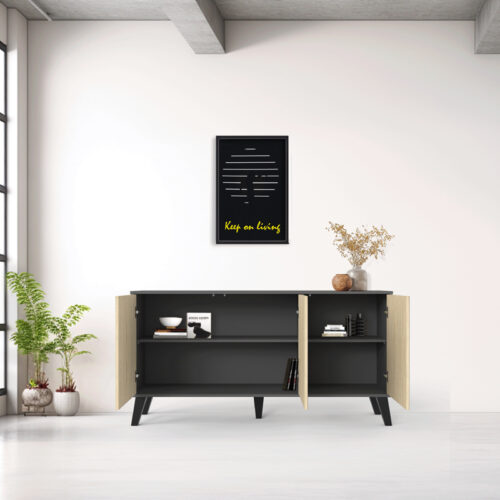 Μπουφές Billie pakoworld ανθρακί-sonoma 149x40x77εκ (x1)