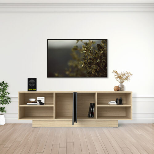 Έπιπλο τηλεόρασης Stevie pakoworld sonoma-ανθρακί 160x40x50εκ (x1)
