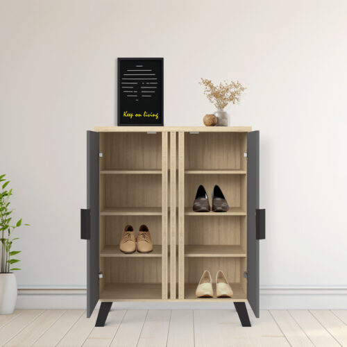 Παπουτσοθήκη-ντουλάπι Shoby pakoworld ανθρακί-sonoma 70.5x30x91εκ (x1)