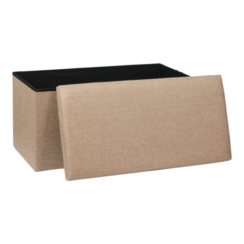 Σκαμπό-μπαούλο Greatness pakoworld ύφασμα μπεζ-καφέ 76x38x38εκ (x1)