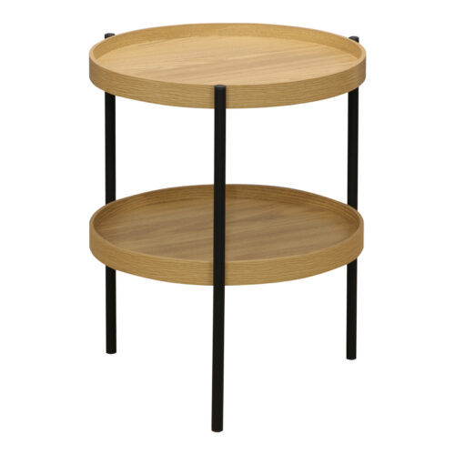 Βοηθητικό τραπέζι Portogie pakoworld mdf φυσικό-μέταλλο μαύρο Φ40x50εκ (x1)