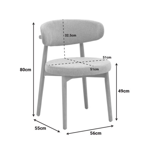 Καρέκλα Luben pakoworld ύφασμα γκρι - rubberwood σε φυσική απόχρωση 53x54x79εκ (x2)