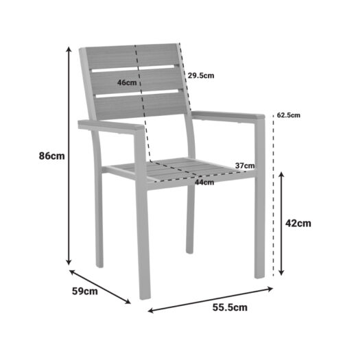 Πολυθρόνα Breze pakoworld στοιβαζόμενη plywood σε φυσική-αλουμίνιο σε λευκή απόχρωση 57.5x60x88εκ (x1)