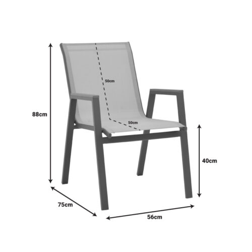 Πολυθρόνα Azelie pakoworld στοιβαζόμενη αλουμίνιο σε cappuccino- textilene σαμπανί 56x75x88εκ (x1)