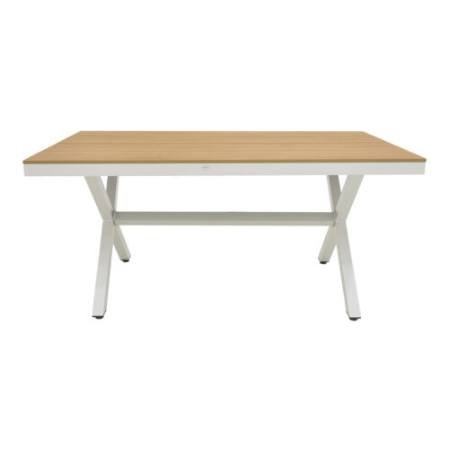 Τραπέζι Thorio pakoworld plywood σε φυσική -αλουμινίο σε λευκή απόχρωση 160x90x75εκ (x1)