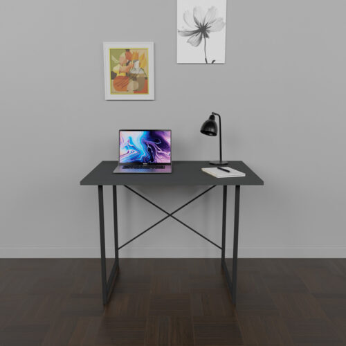 Γραφείο εργασίας Ustando pakoworld ανθρακί μελαμίνης-μαύρο μέταλλο 90x60x72εκ (x1)