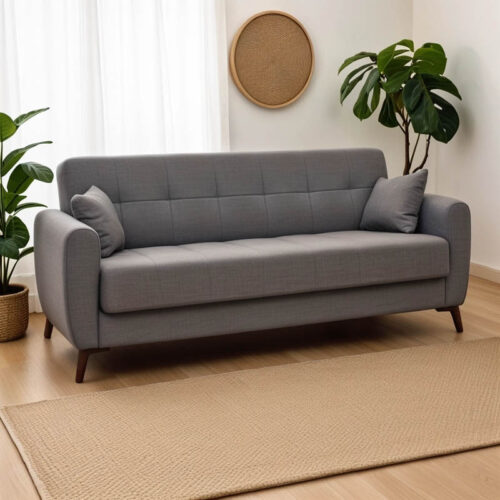 Καναπές-κρεβάτι με αποθηκευτικό χώρο τριθέσιος Lincoln pakoworld ανθρακί ύφασμα 225x75x85εκ (x1)