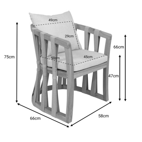 Πολυθρόνα Morani pakoworld σκελετός teak ξύλο και ύφασμα σε φυσική απόχρωση 58x66x75εκ (x1)
