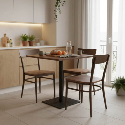 Τραπέζι Nerobian pakoworld mdf σε καρυδί απόχρωση 70x70x75εκ (x1)