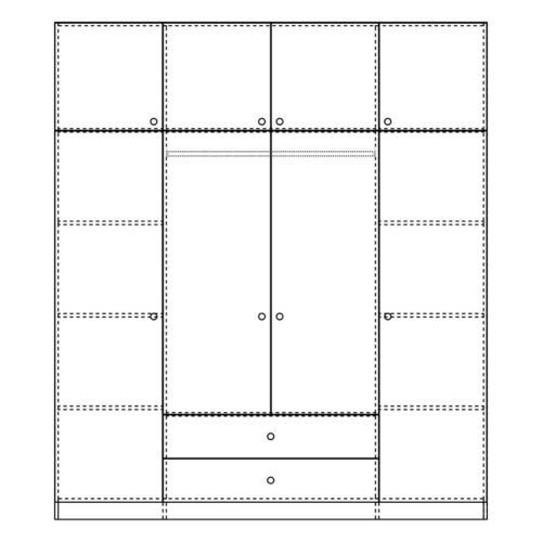 Ντουλάπα τετράφυλλη με συρτάρια Royal pakoworld σε sonoma απόχρωση 200x58x230εκ (x1)