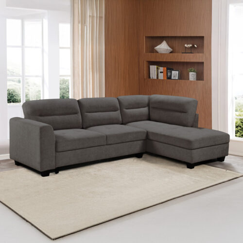 Γωνιακός καναπές αριστερή γωνία Camile pakoworld ύφασμα σε ανθρακί απόχρωση 270x174x95εκ (x1)