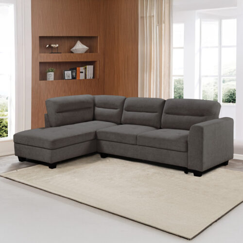 Γωνιακός καναπές δεξιά γωνία Camile pakoworld ύφασμα σε ανθρακί απόχρωση 270x174x95εκ (x1)