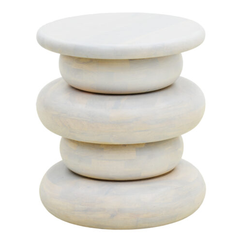 Βοηθητικό τραπέζι Circena pakoworld μασίφ μάνγκο ξύλο λευκό Φ40x45εκ (x1)