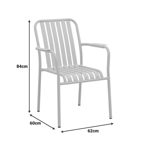 Πολυθρόνα Vista pakoworld στοιβαζόμενη αλουμίνιο σε λευκή απόχρωση 62x60x84εκ (x1)