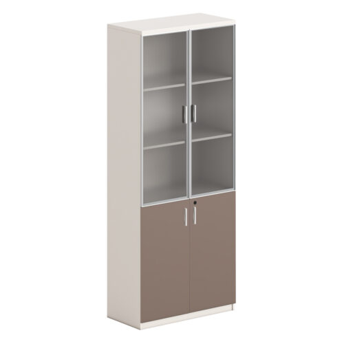 ΒΙΒΛΙΟΘΗΚΗ NEWLINE HM18281 ΜΕΛΑΜΙΝΗ ΕΚΡΟΥ & ΚΑΦΕ--ΓΥΑΛΙ 80x40x200Υεκ. (x1)