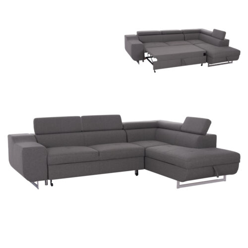 ΓΩΝΙΑΚΟΣ ΚΑΝΑΠΕΣ-ΚΡΕΒΑΤΙ ΜΕ ΑΠΟΘ.ΧΩΡΟ ENCORE HM3301.01R ΓΚΡΙ ΥΦΑΣΜΑ 285x205x90Υεκ. (x1)