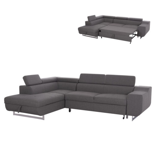 ΓΩΝΙΑΚΟΣ ΚΑΝΑΠΕΣ-ΚΡΕΒΑΤΙ ΜΕ ΑΠΟΘ.ΧΩΡΟ ENCORE HM3301.01L ΓΚΡΙ ΥΦΑΣΜΑ 285x205x90Υεκ. (x1)