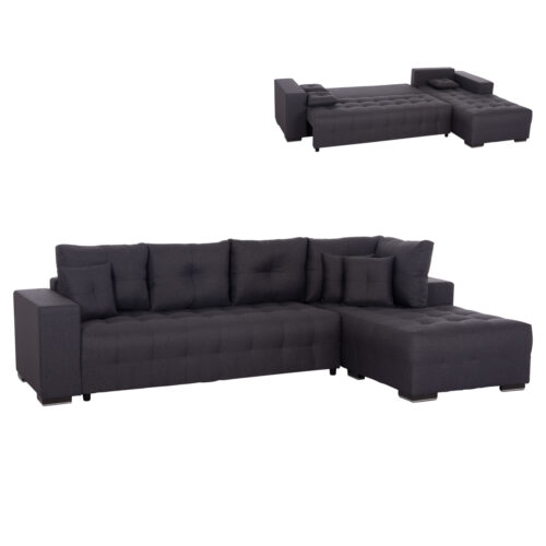 ΓΩΝΙΑΚΟΣ ΚΑΝΑΠΕΣ-ΚΡΕΒΑΤΙ ΜΕ ΑΠΟΘ.ΧΩΡΟ TRENDSTON HM3302.01R ΓΚΡΙ ΥΦΑΣΜΑ 298x177x95Υεκ (x1)