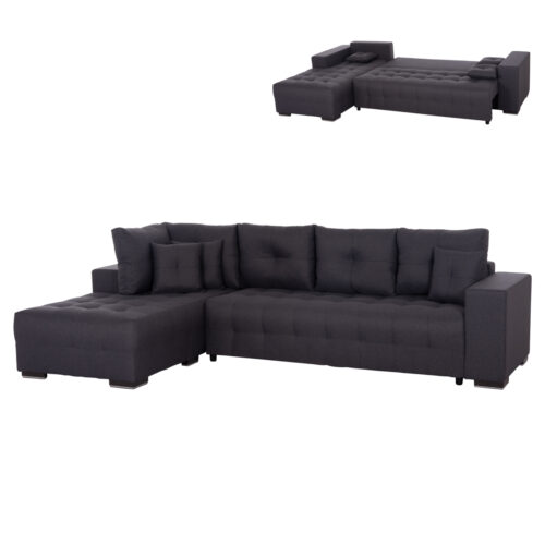 ΓΩΝΙΑΚΟΣ ΚΑΝΑΠΕΣ-ΚΡΕΒΑΤΙ ΜΕ ΑΠΟΘ.ΧΩΡΟ TRENDSTON HM3302.01L ΓΚΡΙ ΥΦΑΣΜΑ 298x177x95Υεκ (x1)