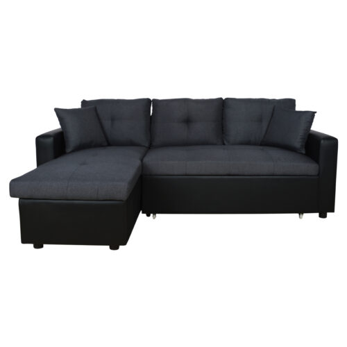 ΚΑΝΑΠΕΣ ΓΩΝΙΑ ΚΡΕΒΑΤΙ WAYNE 220x146x86Υεκ.HM3028.01 ΓΚΡΙ ΜΕ ΜΑΥΡΟ PU (x1)