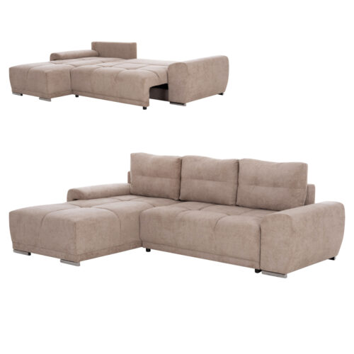 ΚΑΝΑΠΕΣ ΚΡΕΒΑΤΙ ΑΡΙΣΤΕΡΗ ΓΩΝΙΑ COMFYRA HM3336.03L ΜΠΕΖ ΥΦΑΣΜΑ 268x180x83Υεκ (x1)