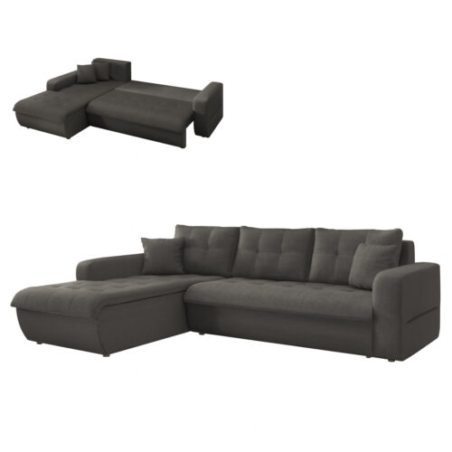 ΚΑΝΑΠΕΣ ΚΡΕΒΑΤΙ ΑΡΙΣΤΕΡΗ ΓΩΝΙΑ KANSO HM3338.01L ΓΚΡΙ ΥΦΑΣΜΑ 244x188x80Υεκ (x1)