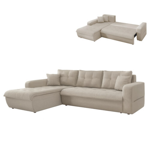 ΚΑΝΑΠΕΣ ΚΡΕΒΑΤΙ ΑΡΙΣΤΕΡΗ ΓΩΝΙΑ KANSO HM3338.03L ΜΠΕΖ ΥΦΑΣΜΑ 244x188x80Υεκ (x1)