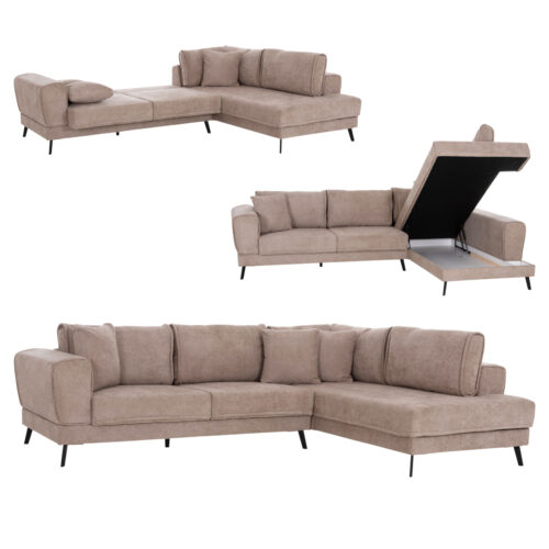 ΚΑΝΑΠΕΣ ΚΡΕΒΑΤΙ ΔΕΞΙΑ ΓΩΝΙΑ ZENORA HM3337.03R ΜΠΕΖ ΥΦΑΣΜΑ 303x214x80Υεκ (x1)