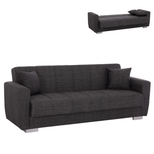 ΚΑΝΑΠΕΣ ΚΡΕΒΑΤΙ POLYA ΤΡΙΘΕΣΙΟΣ HM3240.03 ΓΚΡΙ 215x85x76Υ εκ. (x1)