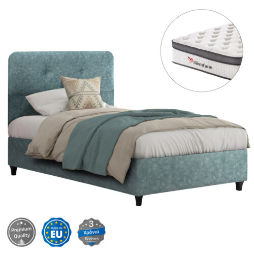ΚΡΕΒΑΤΙ ΗΜΙΔΙΠΛΟ DOLORES ΜΕ ΣΤΡΩΜΑ HM10746.04 LIGHT GREEN ΥΦΑΣΜΑ τ.NUBUCK--ΓΙΑ 120x200εκ (x1)