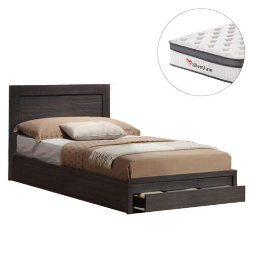 ΚΡΕΒΑΤΙ ΜΟΝΟ ΜΕ ΣΥΡΤΑΡΙ & ΣΤΡΩΜΑ MELANY HM10745.01 ΜΕΛΑΜΙΝΗ ZEBRANO--ΓΙΑ 90x190εκ (x1)