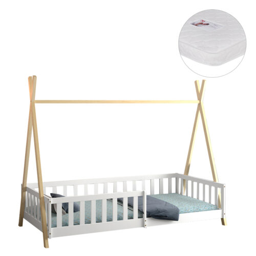 ΚΡΕΒΑΤΙ ΠΑΙΔΙΚΟ ΜΕ ΚΑΓΚΕΛΑ MUNK HM21325 ΠΕΥΚΟ ΛΕΥΚΟ/ΦΥΣΙΚΟ--ΜΕ ΣΤΡΩΜΑ 90x190εκ (x1)