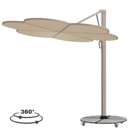 ΟΜΠΡΕΛΑ ΜΕ ΒΑΣΗ ΣΕΙΡΑ CANNOPY (flower) HM21286.01 ΑΛΟΥΜΙΝΙΟ-ΓΡΑΝΙΤΗΣ-ΜΟΛΥΒΙ ΧΡΩΜΑ 2,38x2,2μ (x1)