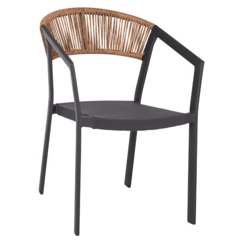 ΠΟΛΥΘΡΟΝΑ ΑΛΟΥΜΙΝΙΟΥ HM5891.01 ΑΝΘΡΑΚΙ ΣΚΕΛΕΤΟΣ&TEXTLINE-ΜΠΕΖ RATTAN 57x53x80Υ εκ. (x1)