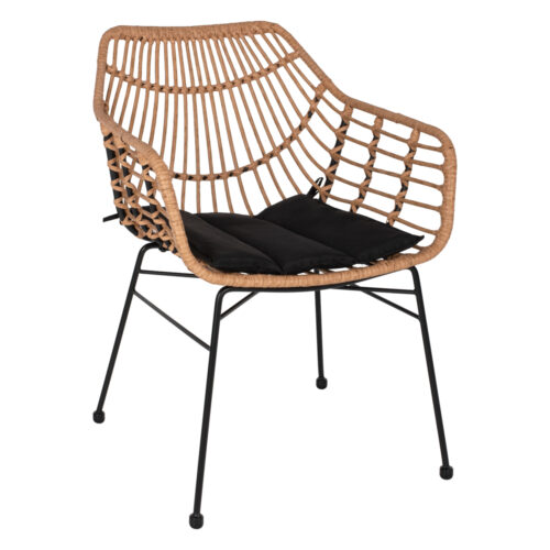 ΠΟΛΥΘΡΟΝΑ ΕΠΑΓΓΕΛΜΑΤΙΚΗ ΜΑΥΡΟ ΜΕΤΑΛΛΟ RATTAN ΜΠΕΖ & ΜΑΞΙΛΑΡΙ HM5864.01 58,5x60,5x80 εκ. (x1)